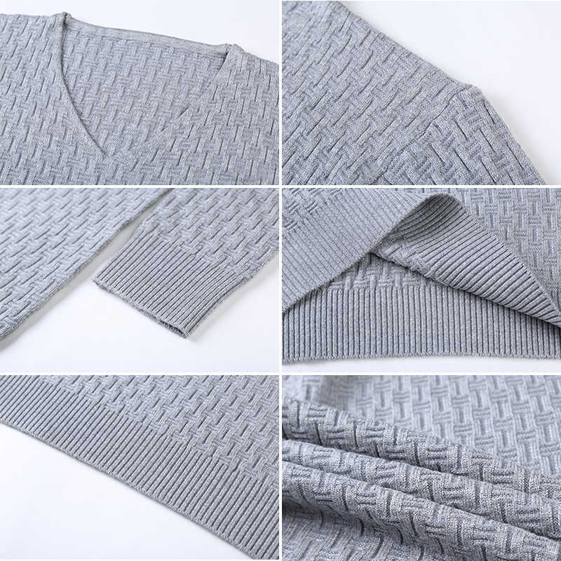 BROWON Autumn Slim Sweaters Men Long Sleeve Sweaters for Young Men V-collar Pure Long Sleeve Knitted Sweater Men Clothing 210818