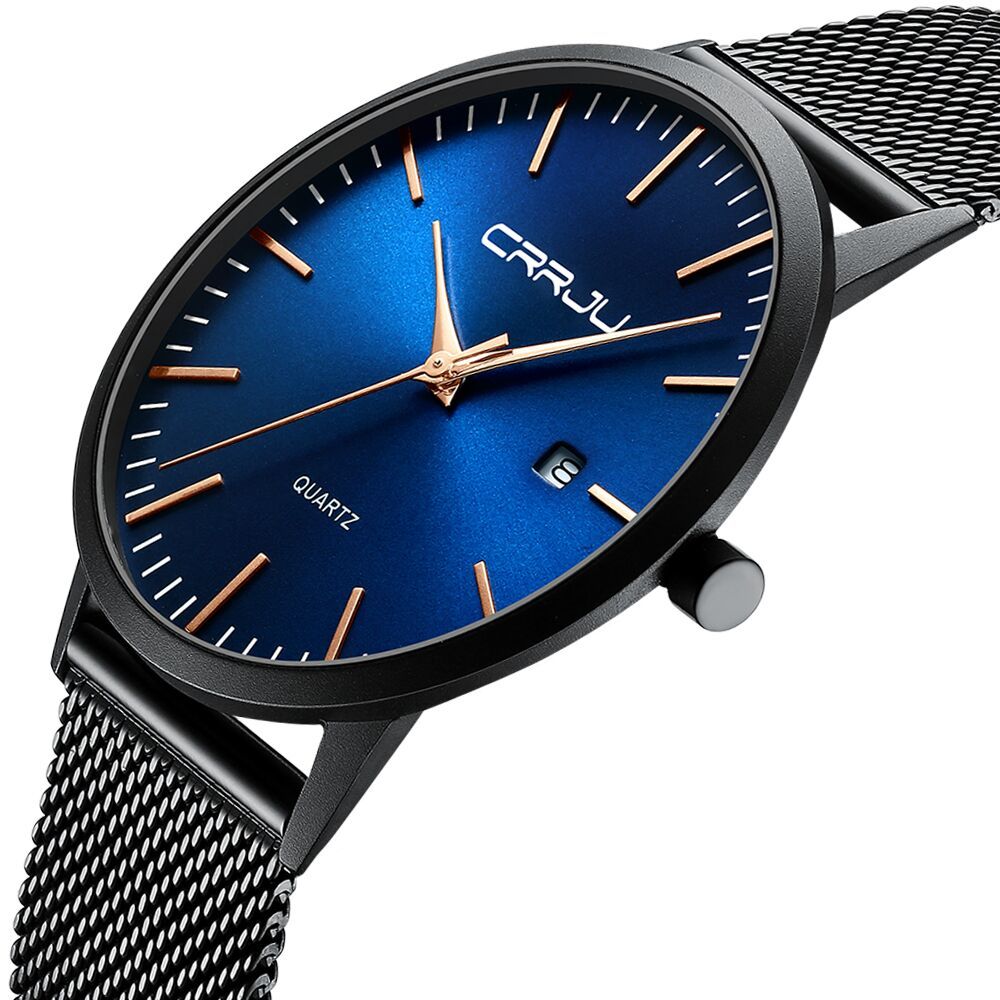 Men Slim Watches CRRJU Stainless steel Quartz Watch for Men Casual Grey Mesh Strap Waterproof Sport Watch Relogio Masculino 210517, Bk blue rose
Men Slim Watches CRRJU Stainless steel Quartz Watch for Men Casual Grey Mesh Strap Waterproof Sport Watch Relogio Masculino 210517, Bk blue rose