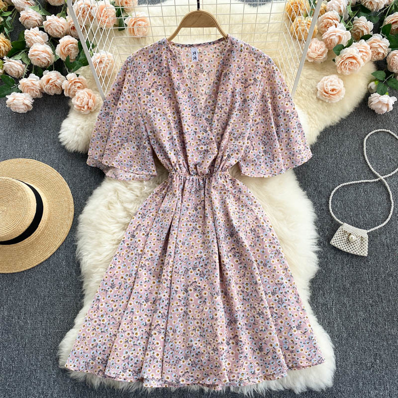 Women Printing Vacation Dress V-Neck Short Sleeve Arrivals Lady Temperament Fashion Spring Summer 11D582 210525, Blue
Women Printing Vacation Dress V-Neck Short Sleeve Arrivals Lady Temperament Fashion Spring Summer 11D582 210525, Blue