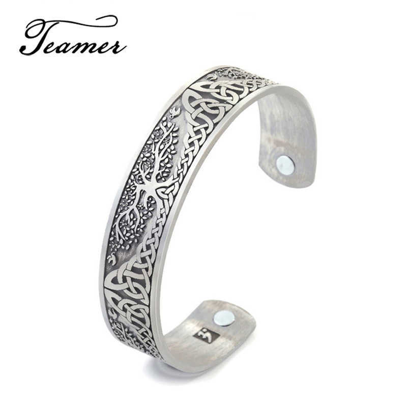Teamer Tree of Life Bangles Jewelry Viking Wicca Cuff Celtics Knot Bangle Silver Plated Magnetic Bracelets for Men Women Judaism Q0719
Teamer Tree of Life Bangles Jewelry Viking Wicca Cuff Celtics Knot Bangle Silver Plated Magnetic Bracelets for Men Women Judaism Q0719