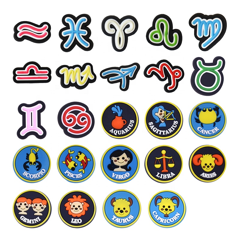 Wholesale Zodiac PVC CROC Shoe Charms for CLOG Shoe Accessories Party Gift