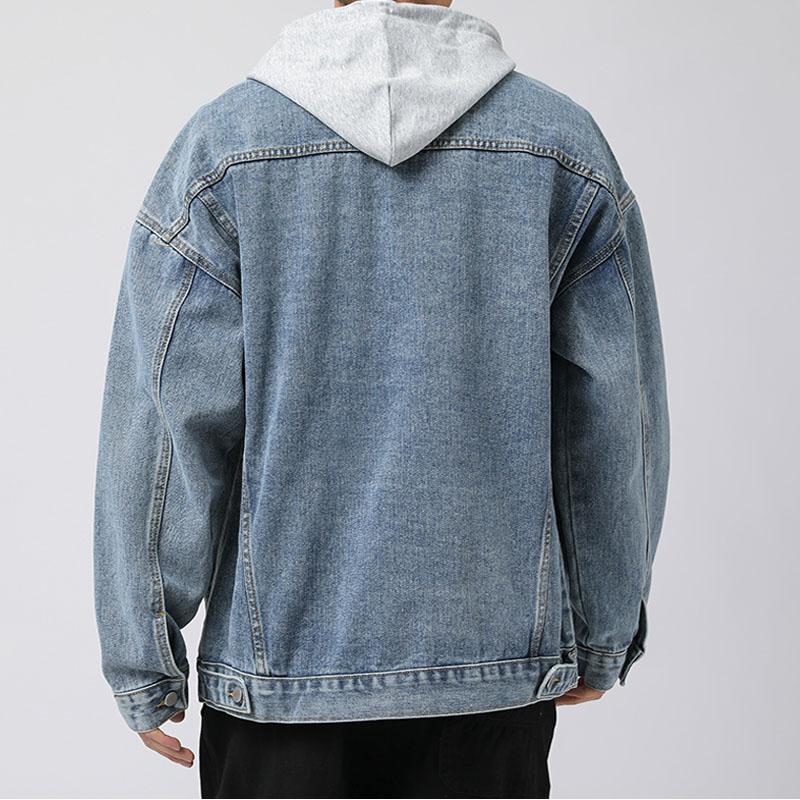 Fashion Jeans Jacket Men's Loose Hooded Outsidewear Spring Autumn Korean Coat Male Detachable Hood Streetwear Denim Casual Tops Jackets