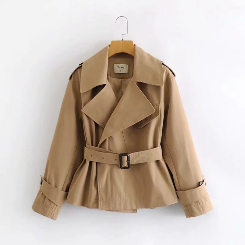 Women' British Retro Double-Breasted Short Waist Trench Coat Chic Classic Lapel Casual Jacket Spring And Autumn 210521, Brown
Women' British Retro Double-Breasted Short Waist Trench Coat Chic Classic Lapel Casual Jacket Spring And Autumn 210521, Brown