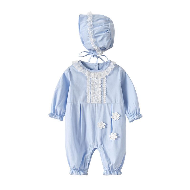 Jumpsuits Autumn Baby Rompers+Hat 2pcs/set Flowers Embroidery Born Girls Clothes Set Toddler Infant Jumpsuit With Hat 0-2Y, Sky blue
Jumpsuits Autumn Baby Rompers+Hat 2pcs/set Flowers Embroidery Born Girls Clothes Set Toddler Infant Jumpsuit With Hat 0-2Y, Sky blue