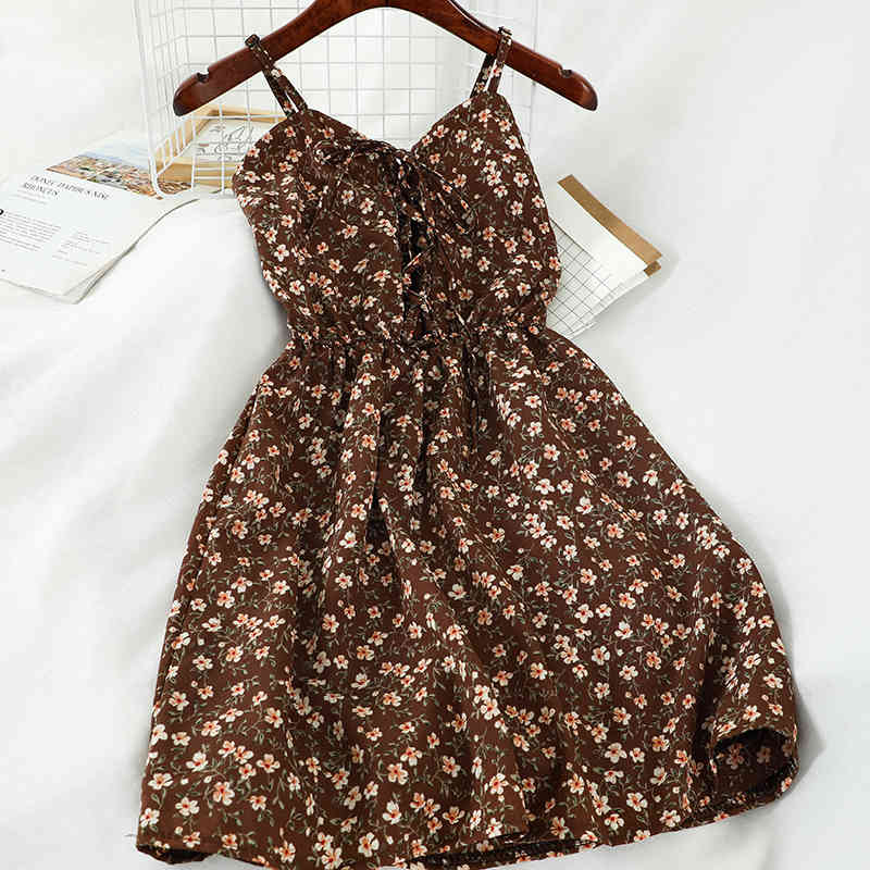 OCEANLOVE Bohe Spring Floral Women Dress Sweet Fashion Student Vestidos Summer Sexy Mini Dresses Beach Style V Neck 210331Z