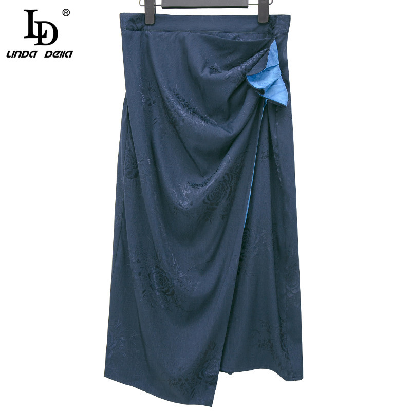 Autumn Fashion Runway Skirt Sets Women's Casual Long sleeve Stripe Tops and High waist Midi Skirts 2 Piece Suit 210522