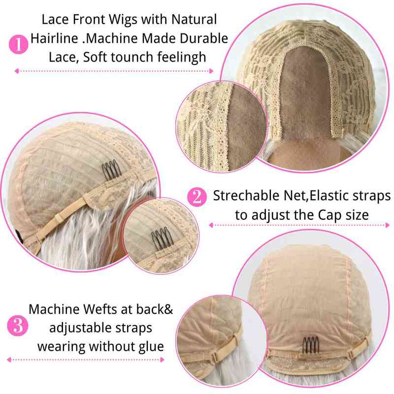 Platinum Blonde Synthetic Lace Wigs 24 Inches Long Body Wave Synthetic Wig White Wavy Lace Wigs for Women 220121