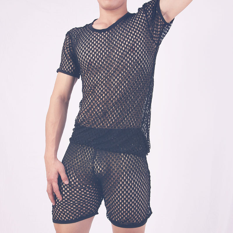 Vêtements de nuit Sexy Sous-vêtements, costume en maille en nid d'abeille, pyjama respirant, hauts de service à la maison pour hommes