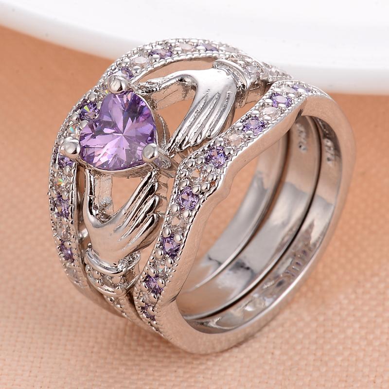 Cluster Rings 3pcs/set Fashion Women Oval Heart Design Blue Purple White Crystal Engagement Wedding Ring Jewelry For Female Party Gift
Cluster Rings 3pcs/set Fashion Women Oval Heart Design Blue Purple White Crystal Engagement Wedding Ring Jewelry For Female Party Gift