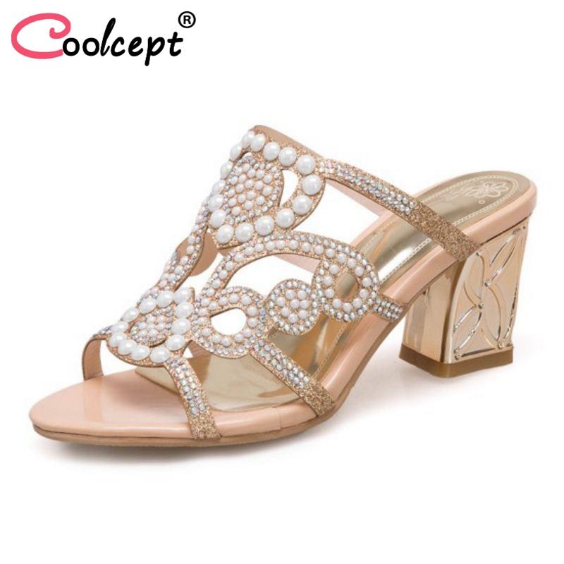 CoolCept Size 32-46 High Heels Women Sandals Beads Fashion Slippers Sexy Summer Shoes Thick Heel Party Footwear, Black
CoolCept Size 32-46 High Heels Women Sandals Beads Fashion Slippers Sexy Summer Shoes Thick Heel Party Footwear, Black