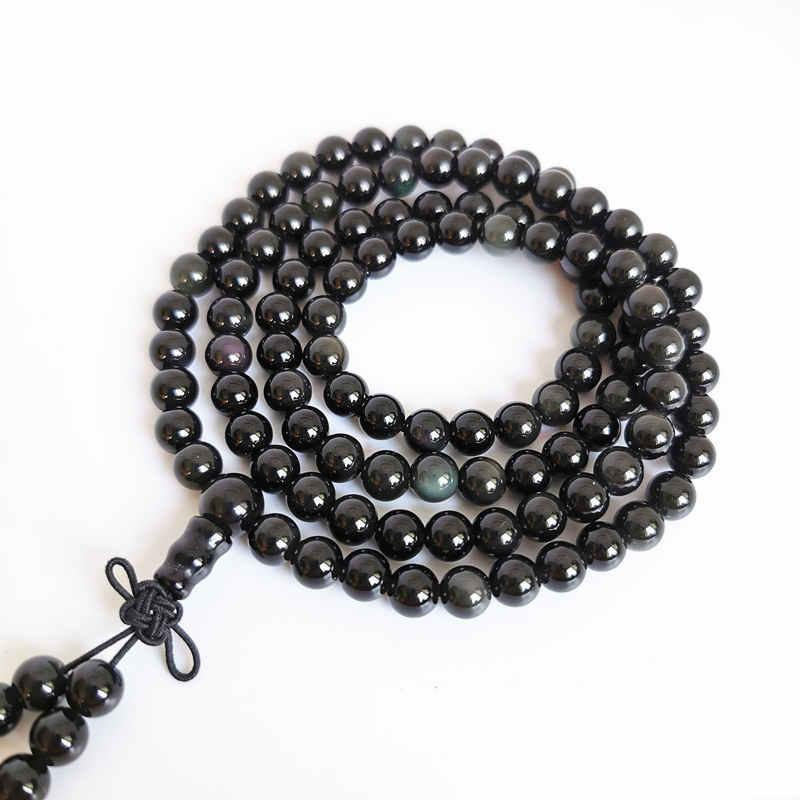 6mm Natural Obsidian Round Beads Bracelets With Rainbow Eyes 108 Prayer Meditation Mala BRO501 Beaded, Strands 
6mm Natural Obsidian Round Beads Bracelets With Rainbow Eyes 108 Prayer Meditation Mala BRO501 Beaded, Strands