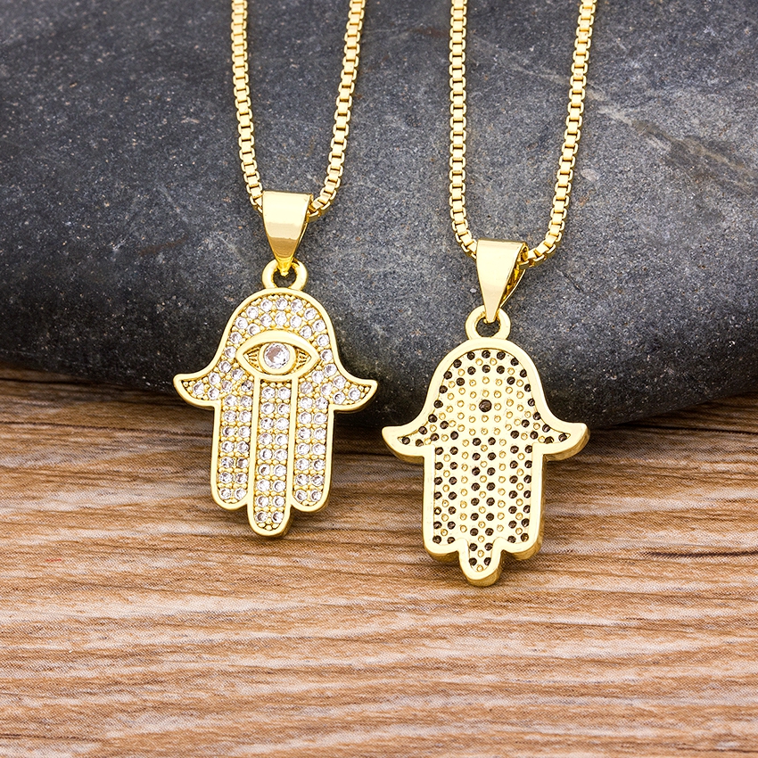 Women Men Hamsa Hand Necklace Gold Color Copper Zircon Evil Eye Pendant & Chain Hip Hop Turkish Luck Jewelry
Women Men Hamsa Hand Necklace Gold Color Copper Zircon Evil Eye Pendant & Chain Hip Hop Turkish Luck Jewelry