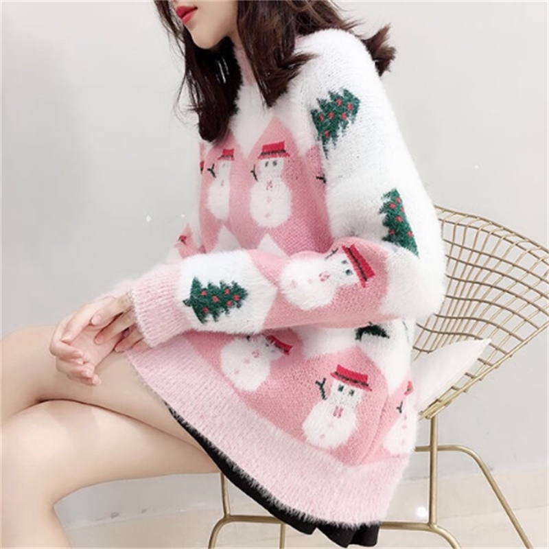 Imitation Mink Velvet Sweater Women Elegant Snowman Christmas Tree Print Knitwear Winter Casual Loose Lady Warm Pullover 210526, Purple
Imitation Mink Velvet Sweater Women Elegant Snowman Christmas Tree Print Knitwear Winter Casual Loose Lady Warm Pullover 210526, Purple