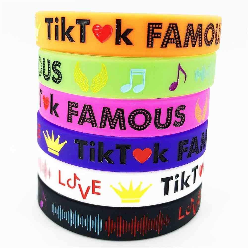 Fashion Tik Tok Children's Silicone Bracelet Colorful Letters Printed Tiktok Kids Candy Colors Rubber Wrist Band Halloween Accessories Toys
