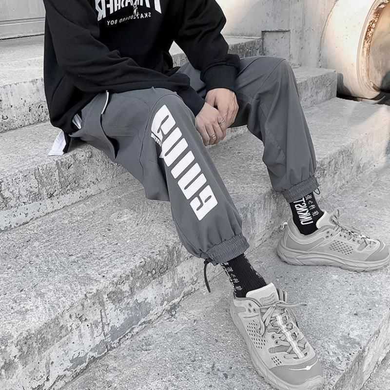 Techwear Cargo Pants for men women SS Korean loose straight ankle-length beam pants cool pink hip-hop casual sports trousers 210526