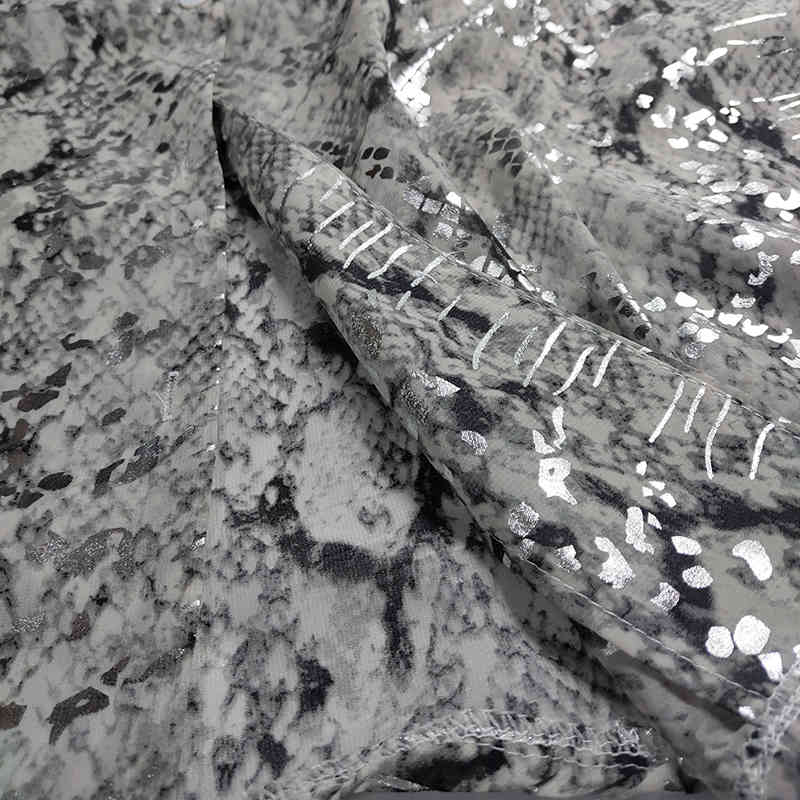 Snake Print Sequin Blouse Glitter Ladies Top Long Sleeve Button Down Shirt For Women Autumn Korean Fashion 210427