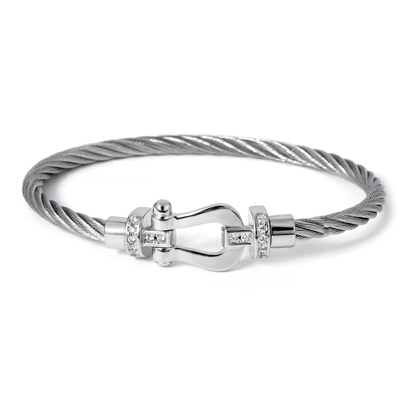 Fashion Couple Titanium Steel Wire Rope Magnetic Buckle U-shaped Micro Inlaid Bracelet for Man Women
Fashion Couple Titanium Steel Wire Rope Magnetic Buckle U-shaped Micro Inlaid Bracelet for Man Women
