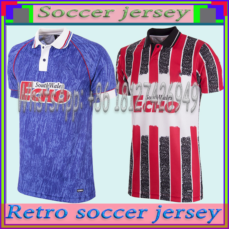 Top quality wales Cardiff 1993 1994 home Away City Retro Football Shirt Soccer Jersey, Black;yellow