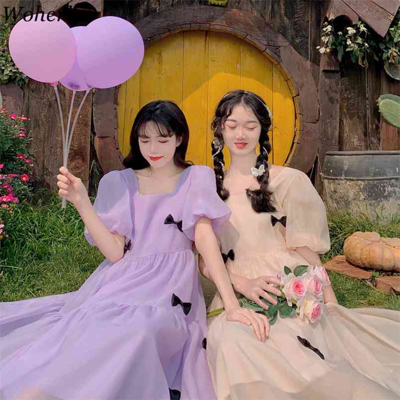 Chic Summer Kawaii Women Mesh Robe Puff Short Sleeve Dresses Cute Bow Patchwork Slim Waist Elegant A-line Vestidos Femme 210519, Purple
Chic Summer Kawaii Women Mesh Robe Puff Short Sleeve Dresses Cute Bow Patchwork Slim Waist Elegant A-line Vestidos Femme 210519, Purple