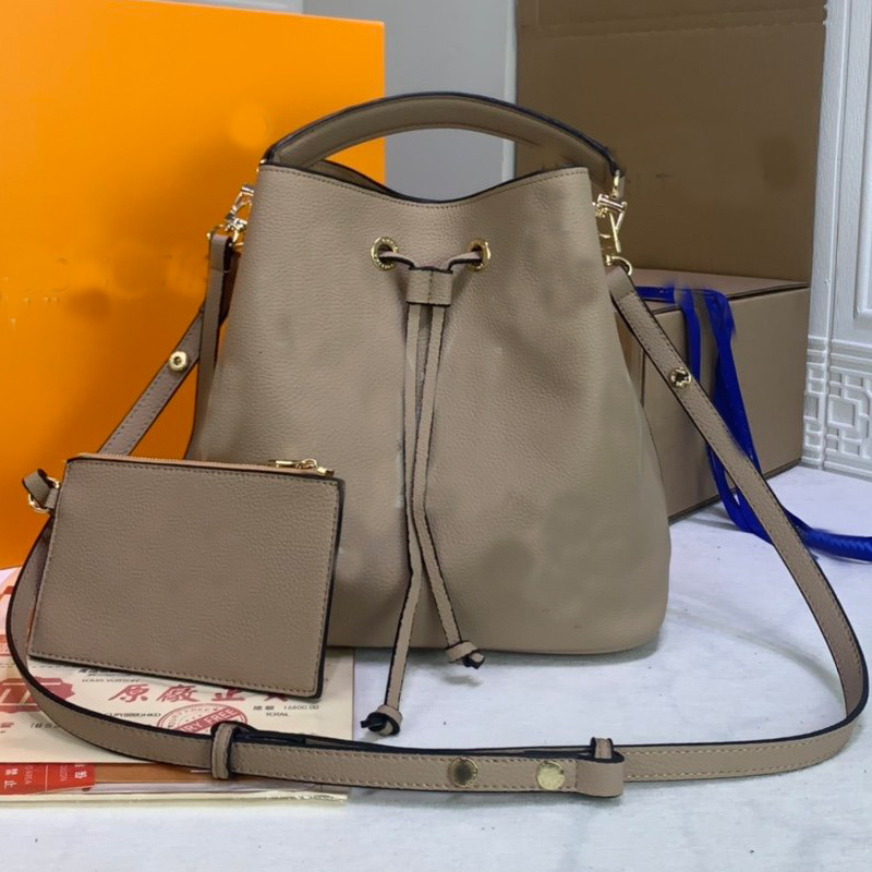 Genuine Leather Bucket Bag Women Shoulder Bags Neonoe Crossbody Bag Old Flower Handbag Purse Lady Tote Shopping bags High Quality Free Ship
