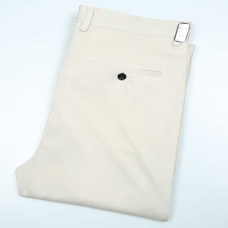 Summer Pants Men High Waist Suit Chinos Trousers Male Thin Non-Iron Work Office Dress Formal Business Social Men's Stretch Pants H0831