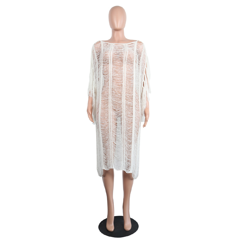 Sexy Through Hollow Out Bikini Cover-ups White Crochet Tunic Women Summer Dress Beach Wear Swim Suit Cover Up A862 210420