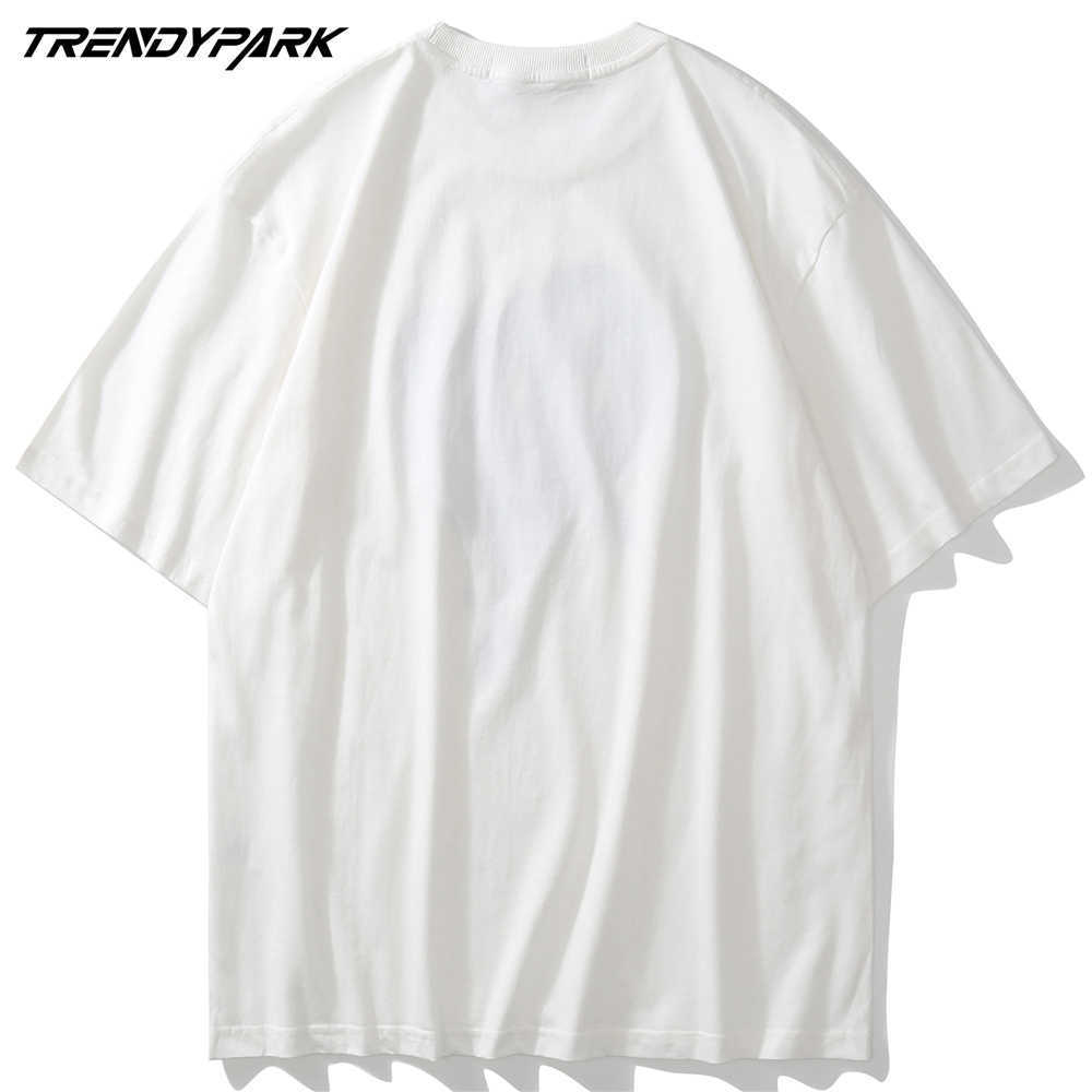 Tees Shirts Streetwear Hip Hop Foaming Printing Melting Heart Punk Rock Gothic Tshirts Harajuku Fashion Casual Tops 210601