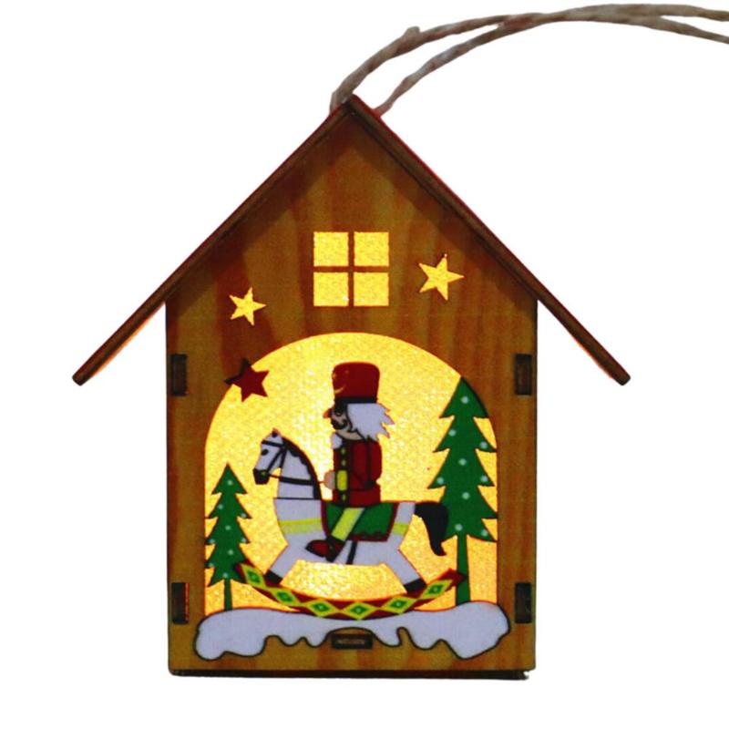 Christmas Decorations Tree Hangings Ornaments LED Lighted Wooden House With Nutcracker Pattern For Party Home Decor
Christmas Decorations Tree Hangings Ornaments LED Lighted Wooden House With Nutcracker Pattern For Party Home Decor