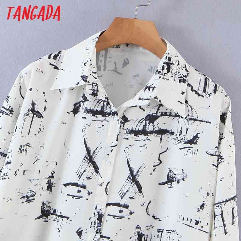 Spring Women Print Blouse Long Sleeve Chic Female Office Lady Shirt Blusas Femininas SL550 210416
