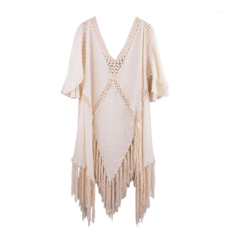 Women's Swimwear Irregular Fringe Boho Dress Handmade Crochet Pareos Sexy Transparent Solid Color Bikini Beach Cover Up, White
Women's Swimwear Irregular Fringe Boho Dress Handmade Crochet Pareos Sexy Transparent Solid Color Bikini Beach Cover Up, White