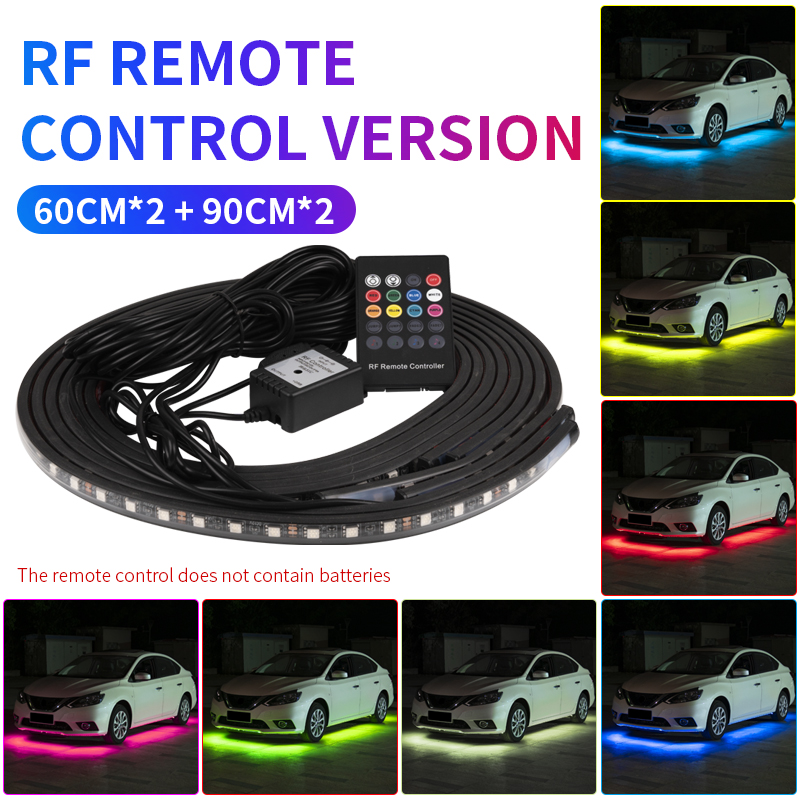 Car Underglow LED Light Strip Remote /APP RGB Waterproof Neon Underbody Ambient Lights Backlight Decorative Atmosphere Lamp 12V