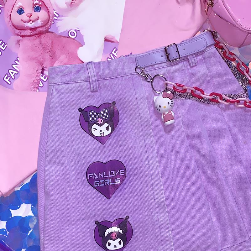 summer japanese kawaii purple harajuku women skirts cool love cartoon buckle midi high waist a word pleated denim, Black
summer japanese kawaii purple harajuku women skirts cool love cartoon buckle midi high waist a word pleated denim, Black