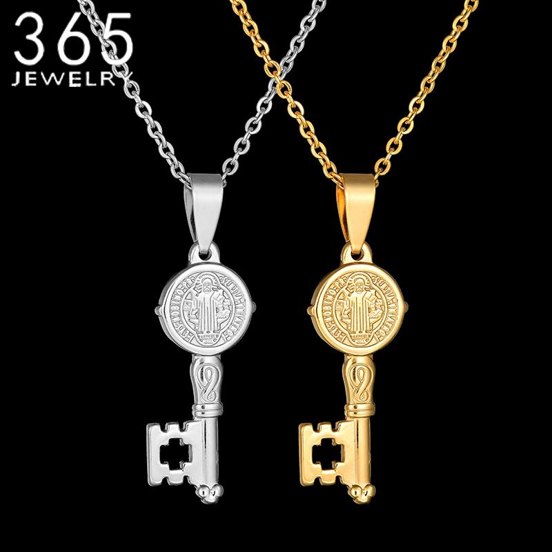 Pendant Necklaces 2021 Stainless Steel Saint Benedict Medal Necklace Gold Color Key Drop, Silver
Pendant Necklaces 2021 Stainless Steel Saint Benedict Medal Necklace Gold Color Key Drop, Silver