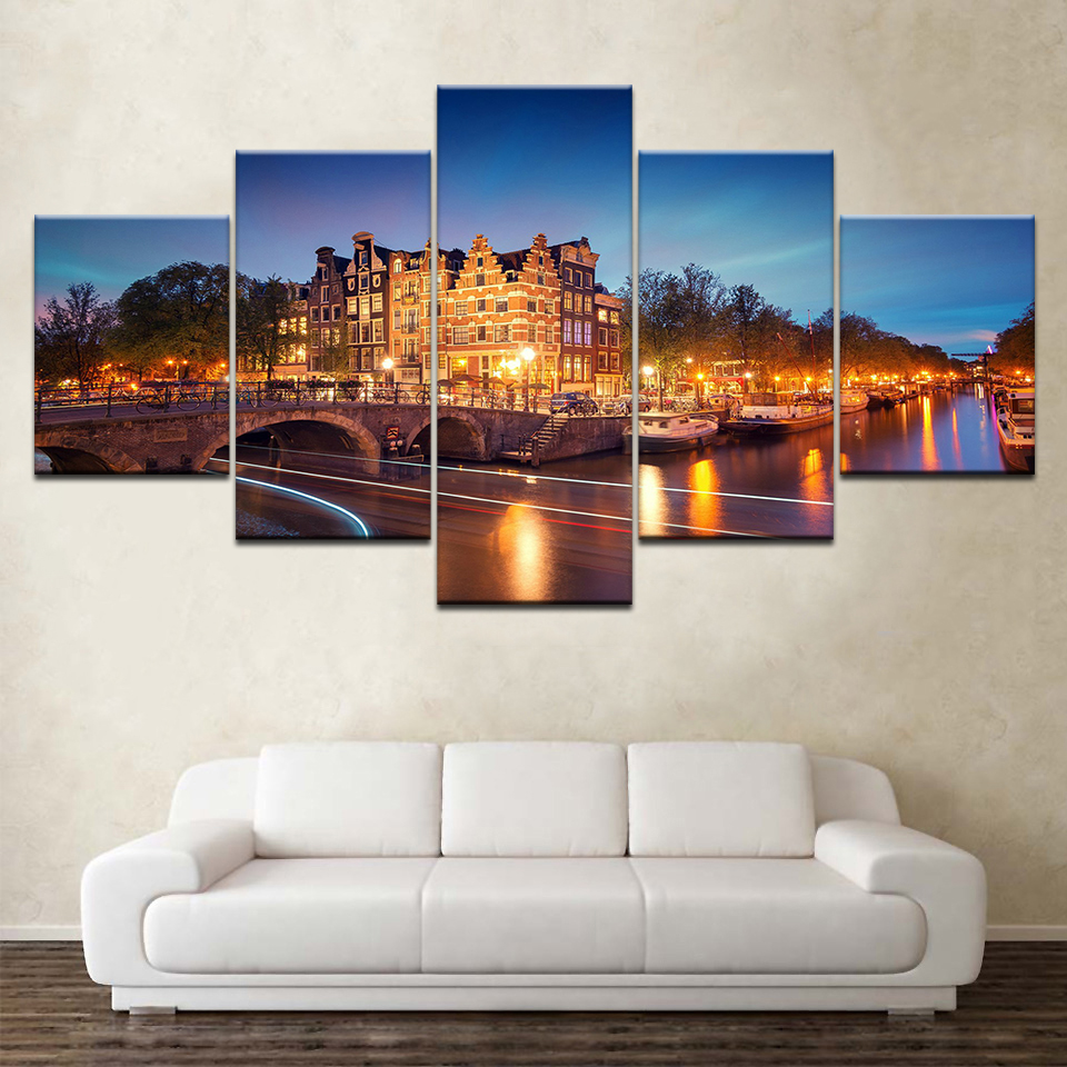 Canvas Printing 5 Pieces Abstract Amsterdam City Painting Kitchen Decor Restaurant Wall Art(No Frame)
Canvas Printing 5 Pieces Abstract Amsterdam City Painting Kitchen Decor Restaurant Wall Art(No Frame)