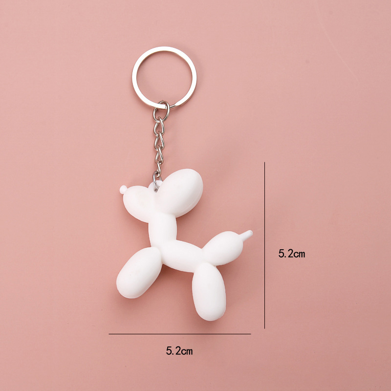 Colorful Balloon Dog Keychain for Man Soft Rubber PVC Cute Women Key Chain Car Ring Bag Pendant