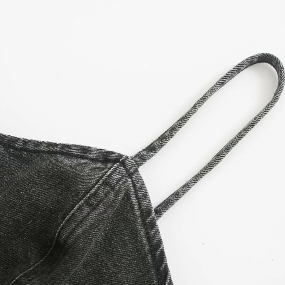 BBWM Spaghetti Strap Denim Dress Women Streetwear A Line Button Up Dress Female Sexy Sleeveless Summer Mini Dresses Robes 210520