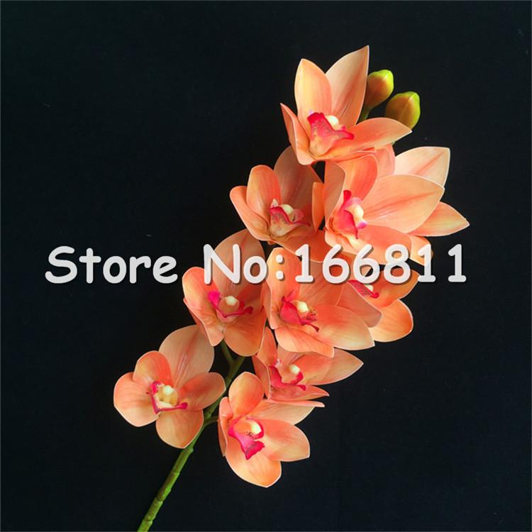 4p Artificial Latex Cymbidium Orchid Flowers 10 Heads Real Touch Good Quality Phalaenopsis For Wedding Decorative Flower & Wreaths