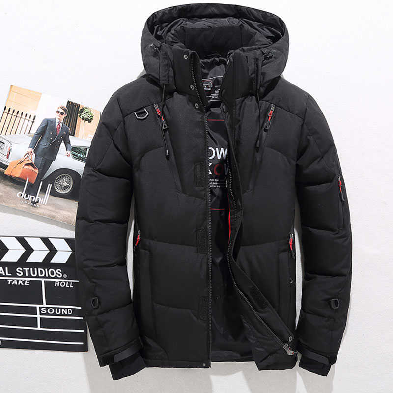Men's White Duck Down Jacket Warm Hooded Thick Puffer Jacket Coat Male Casual High Quality Overcoat Thermal Winter Parka Men 211014