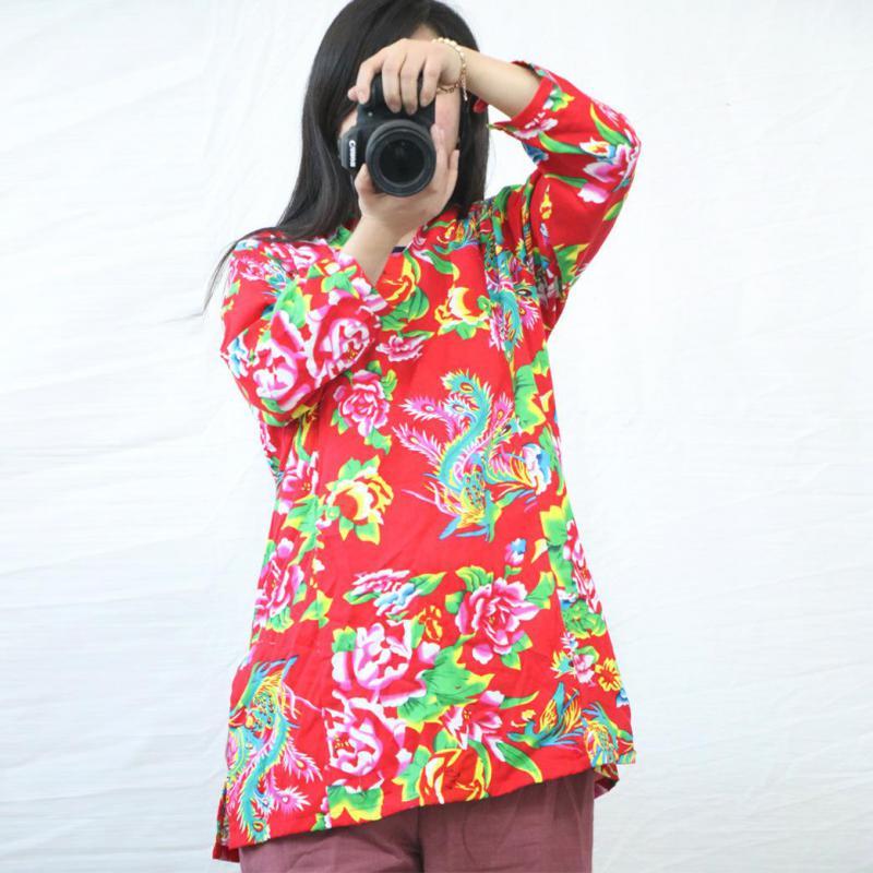 Johnature Autumn Cotton Linen Retro Style Print V-neck Three Quarter Sleeve Shirt Loose Comfortable All-match Women Top 210521, Red
Johnature Autumn Cotton Linen Retro Style Print V-neck Three Quarter Sleeve Shirt Loose Comfortable All-match Women Top 210521, Red