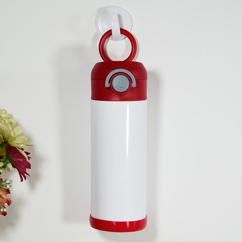 12oz Kids tumbler straight white blank sublimation Sippy Cups with flip top & silicone bottom One-click bounce cup for Children Student drinking water