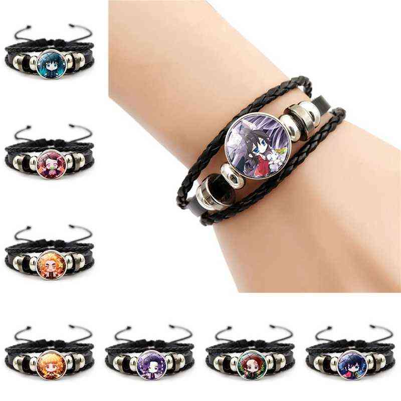 Fashion Anime Demon Slayer Kimetsu No Yaiba Bracelet Kamado Tanjirou Nezuko Leather Rope Charm Bangles Handmade 
Fashion Anime Demon Slayer Kimetsu No Yaiba Bracelet Kamado Tanjirou Nezuko Leather Rope Charm Bangles Handmade