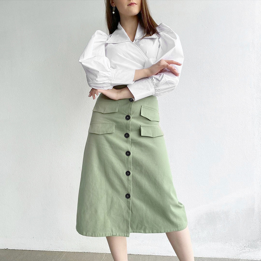 Paris Girl Green Vintage Cotton Skirt Women Spring Autumn Casual Temperament OL Style High Waist Buttons A-line Streetwear 210524
Paris Girl Green Vintage Cotton Skirt Women Spring Autumn Casual Temperament OL Style High Waist Buttons A-line Streetwear 210524