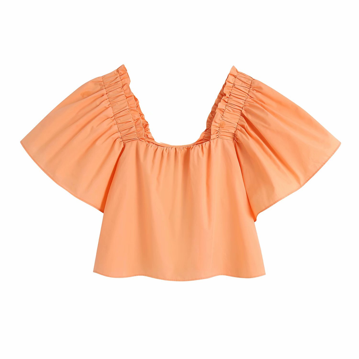 Square Collar White Summer Style Puff Sleeve Folds Women's Blouse Harajuku Fresh Chic Short-sleeved Female Shirt Tops 210507