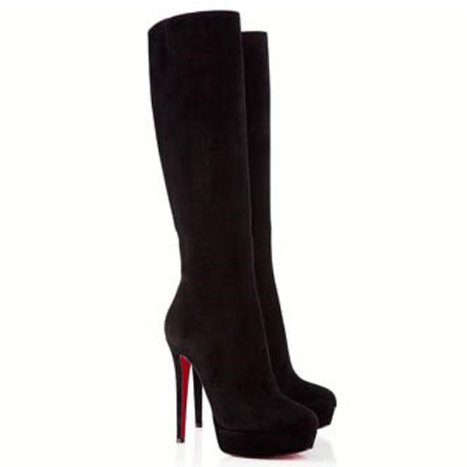 Elegant Name Women Red Bottom Boots Eloise Botta Bottes Knee Long Boot Platform High Heels Lady Black Soft Leather Booties