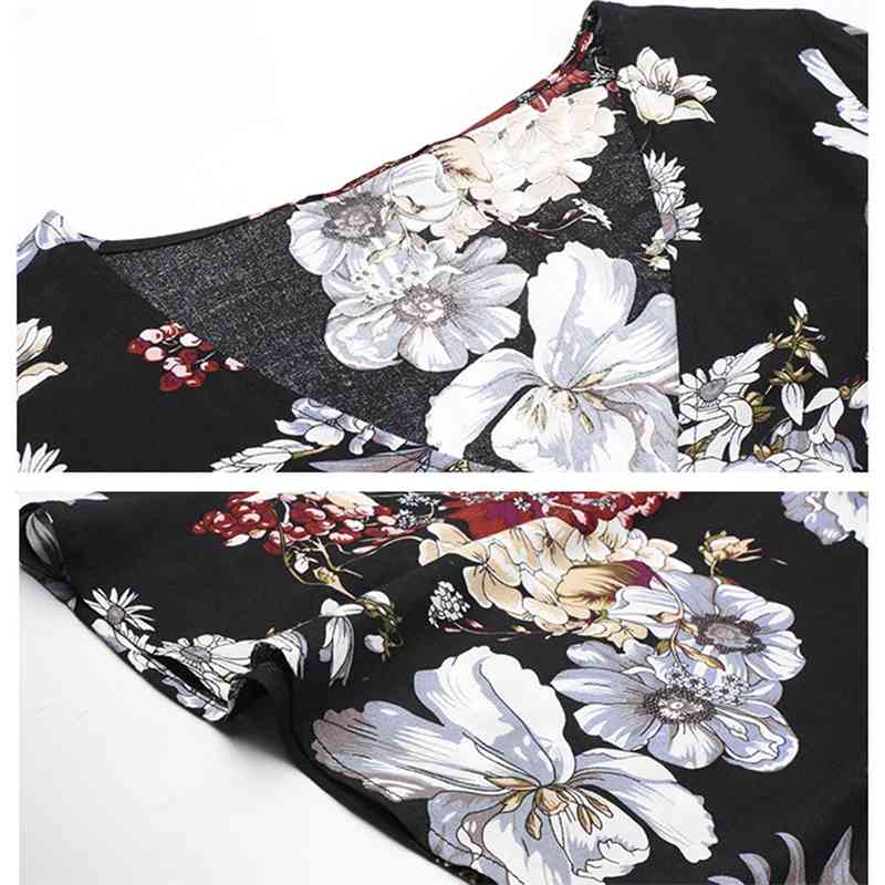 Short Sleeve Maxi Split Dress Summer Beach Boho Print Sexy V-Neck Floral Long Dresses Women Casual Loose Party Elegant Robe 210630