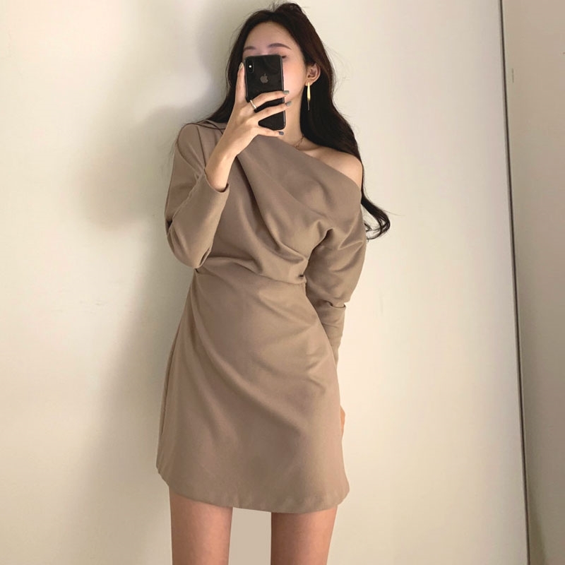 Korean Style Women Dress Solid Color Cotton Fashion Ladies Long Sleeve Summer and Spring Clothing 210615Z