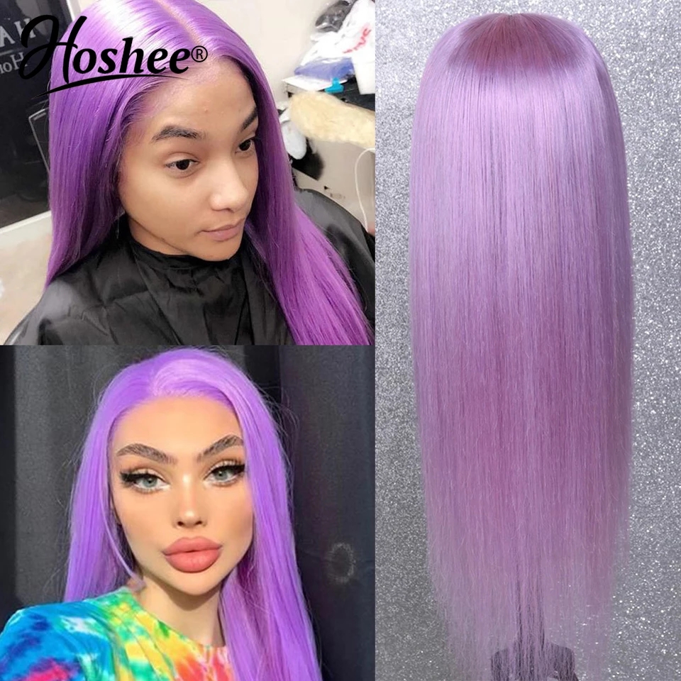 Long Straight Synthetic None Lace Front Wigs Middle Part Light Grey/Purple/Pink/Blue Cosplay Wig For Black Women Heat Resistant Fiber Hair