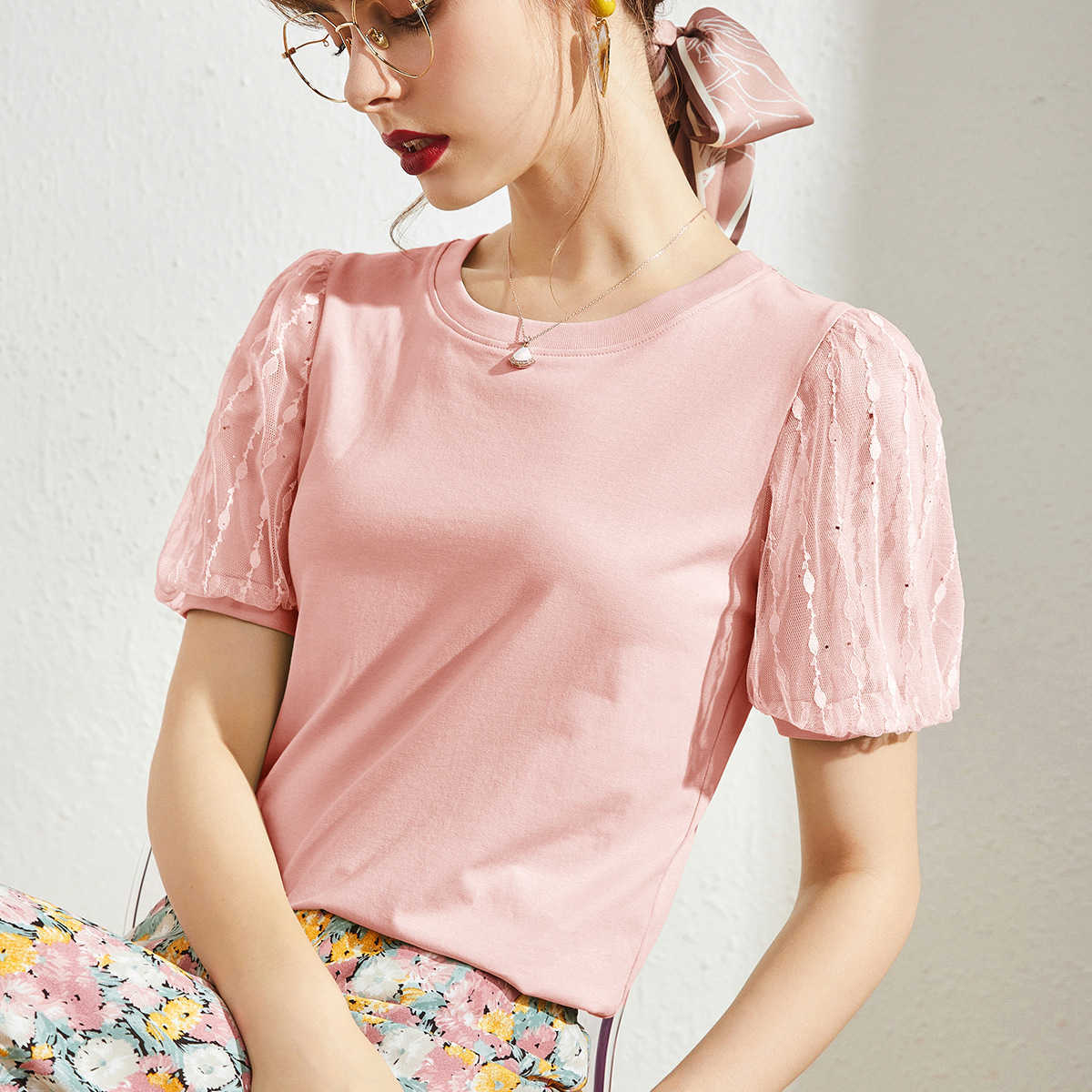 Mesh Puff Sleeve T Shirt Women Summer Tops Cotton Patchwork T- Womens Ladies Clothes England Style Tee Femme 210615, Light green
Mesh Puff Sleeve T Shirt Women Summer Tops Cotton Patchwork T- Womens Ladies Clothes England Style Tee Femme 210615, Light green