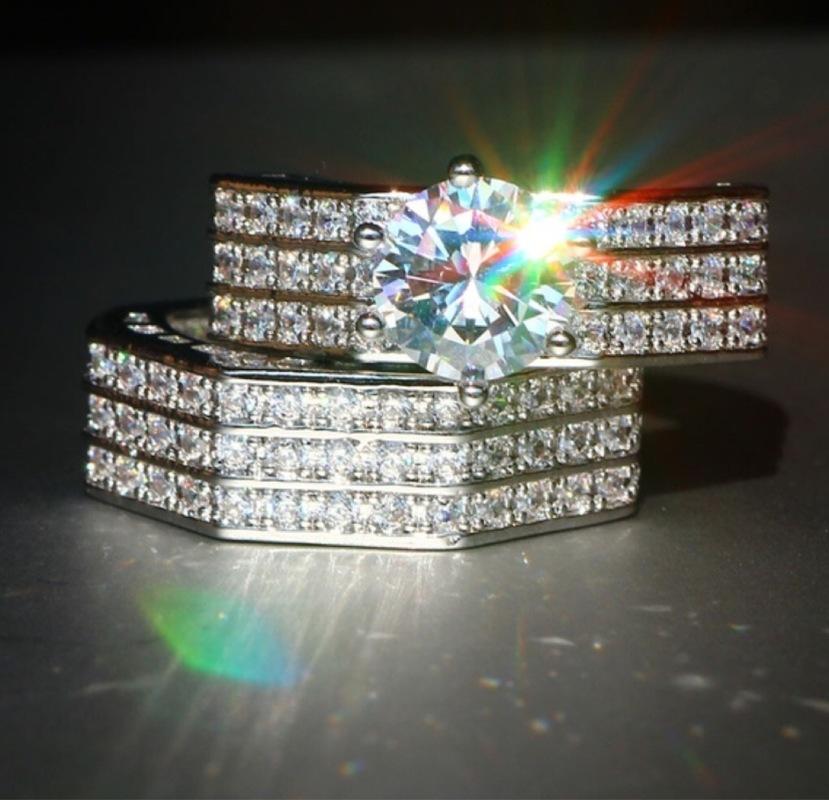 Wedding Rings Luxury 2pcs Set White Cubic Zircon Stone For Women Bridal Anniversary Engagement Lover Jewelry
Wedding Rings Luxury 2pcs Set White Cubic Zircon Stone For Women Bridal Anniversary Engagement Lover Jewelry