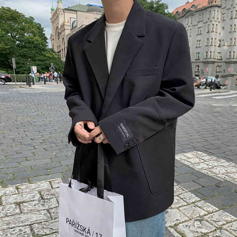 IEFB /men's clothing autumn casual suit jacket male's loose Korean trendy handsome big pockets black blazers handsome 9Y3908 210524